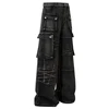 Loose Wide Leg Denim Pants Men Black Baggy Jeans Embroidery Multi Pocket Oversized Cargo Jeans Hip Hop Streetwear Man Jeans 5