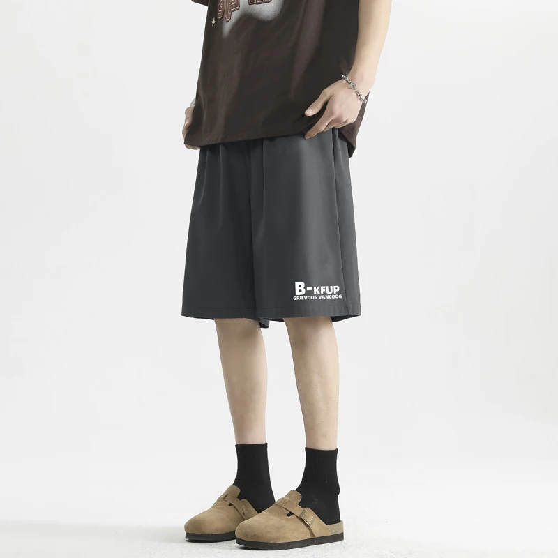 Men Trendy Letter Print Casual Streetwear Loose Straight Short Pants Youth Sports Running Quick Drying Beach Shorts Ropa Hombre