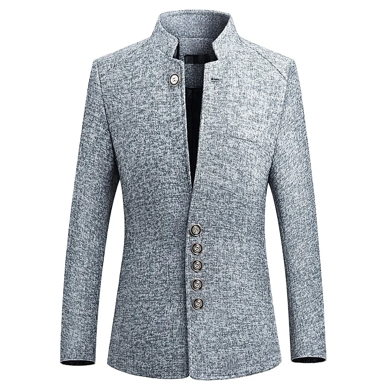 Blazers Chinese Style Stand Collar Printed Suit Jacket High End Business Casual Large Size M-5XL