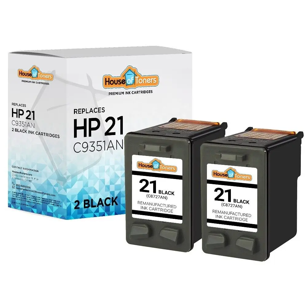 2-Pk #21 Nero Per Hp Fax 1250 3180 Psc 1219 1401 1406 1408 1410 1415 1417