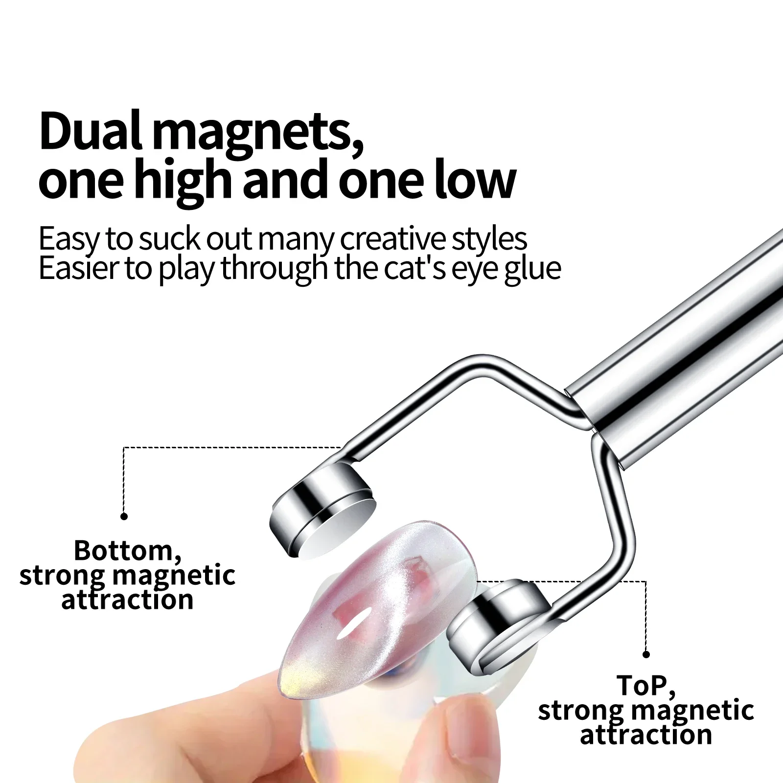 Nail Art Cat Eye Glue Magnet 3 in 1 Y Cat Eye French Magnet Large Cylinder Nail Tools Multifunctional Magnetic Stick
