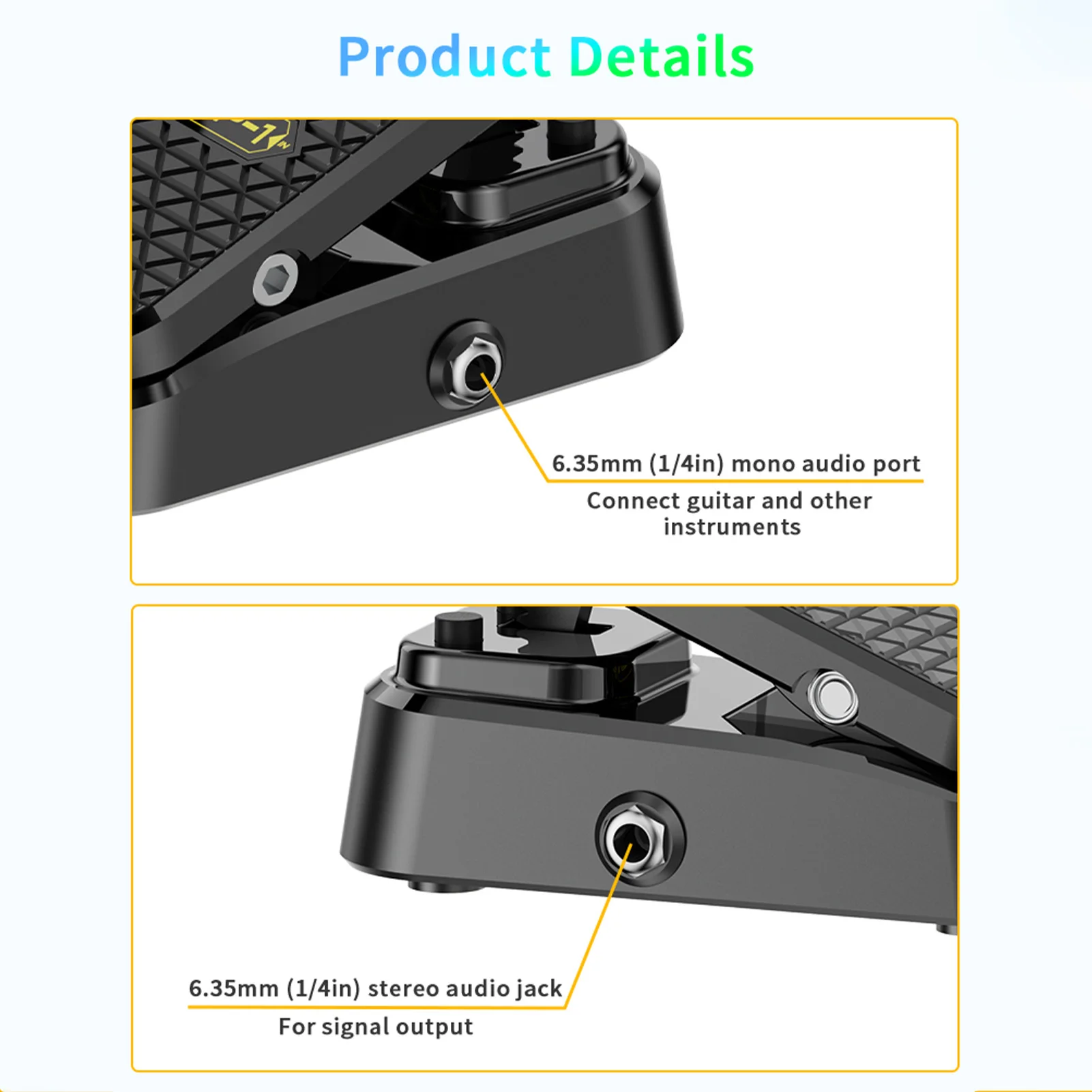 Volume Expression Guitar Effect Pedal 2-in-1 Dual Control Silent Metal Chassis Stereo Interface No Power Required