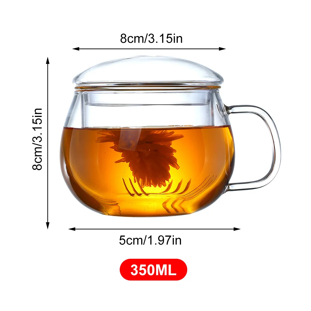 350ml Glass Teacup For Stove Household Glass Tea Infuser Cup With Transparent Filter Heat Resistant Tea Infuser Milk Mug Tea Cup images - 6