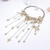 Colliers cascade rétro exagérés en alliage avec étoiles, lune et pampilles pour femmes, style Y2K Hiphop Punk, chaîne de clavicule, bijoux de fête, cadeaux 3