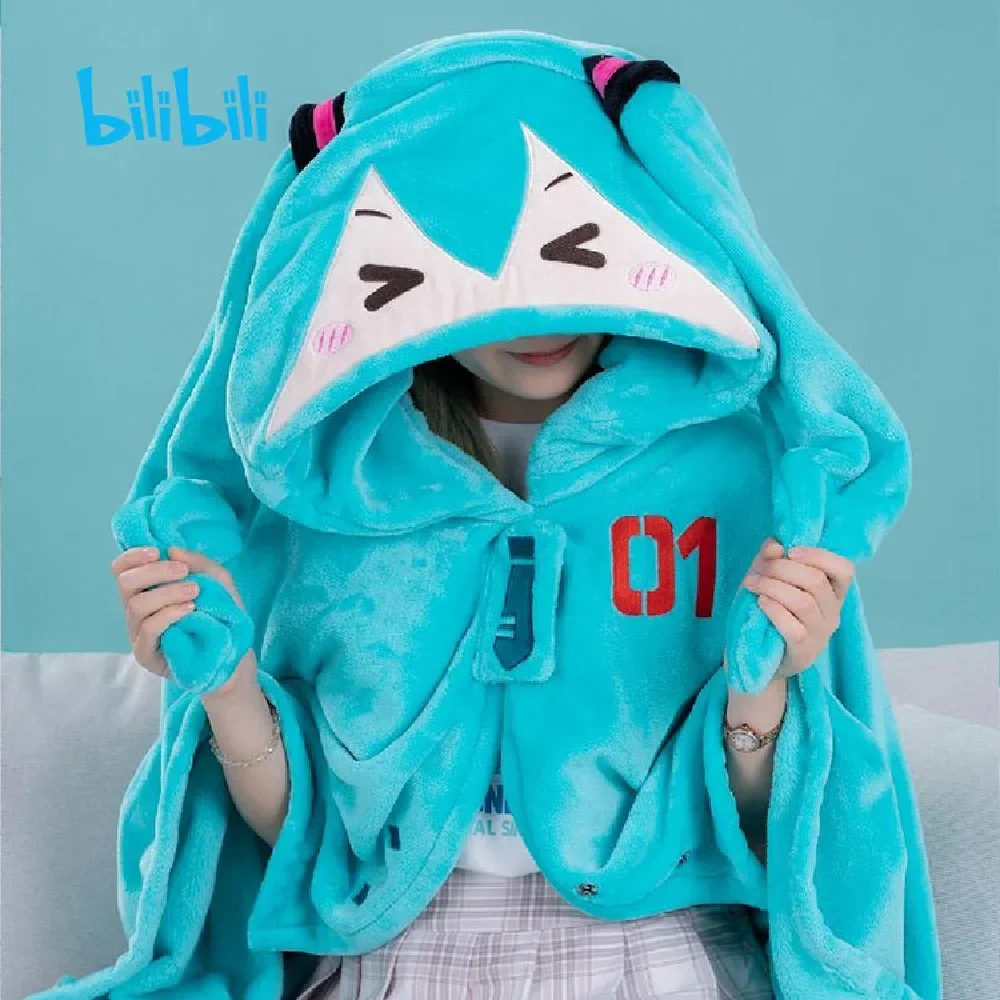 

Moeyu Anime Vocaloid Miku Blanket Cloak Hoodie Flannel 2in1 Throw Blanket Pillow Cosplay Costume Soft Warm Shawl Tv Sofa Blanket