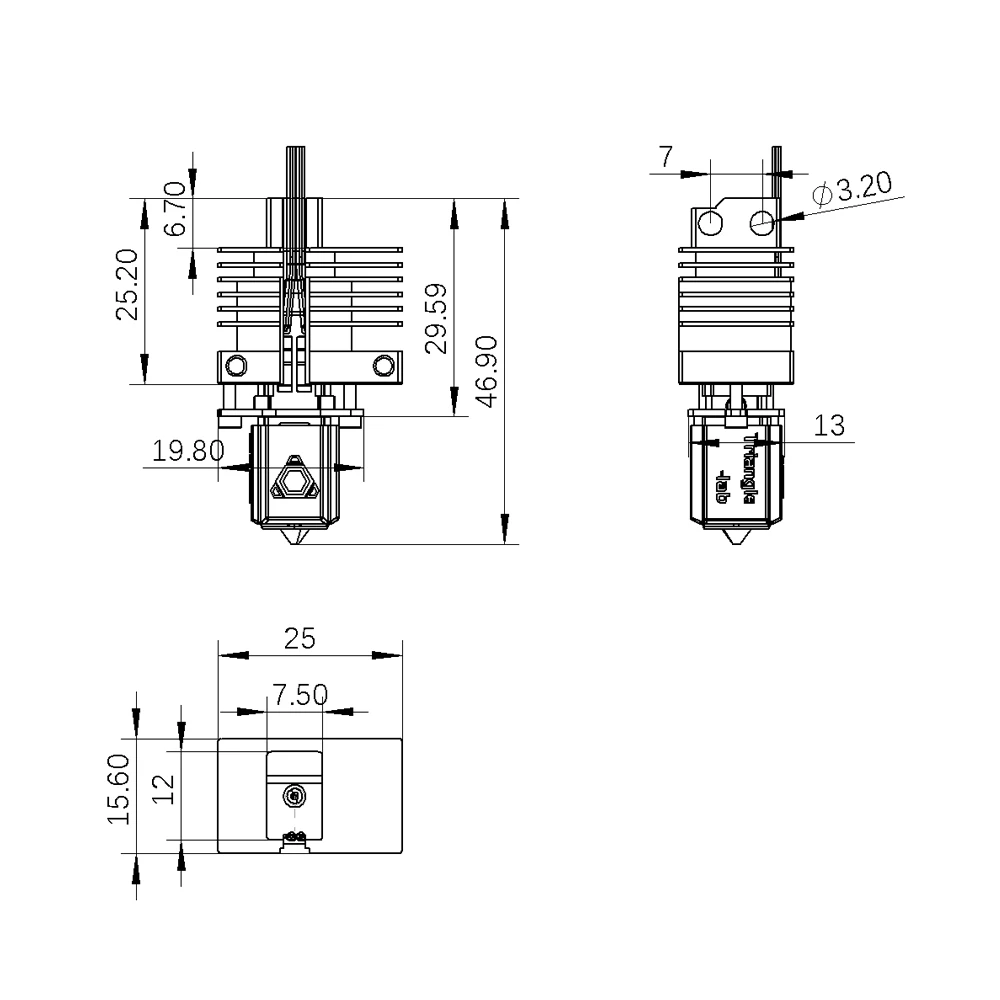 BLV CHC XP1 High flow rate Hotend Wear-resistant heating block for