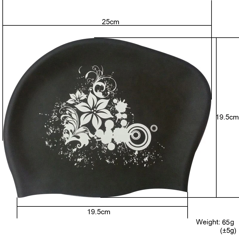 Fashion Silicone Swimming Cap Waterproof Long Hair Women Female Flower Printed Swim Pool Bathing Caps Hat Protect Ears Plus Size 2