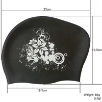 Fashion Silicone Swimming Cap Waterproof Long Hair Women Female Flower Printed Swim Pool Bathing Caps Hat Protect Ears Plus Size 2