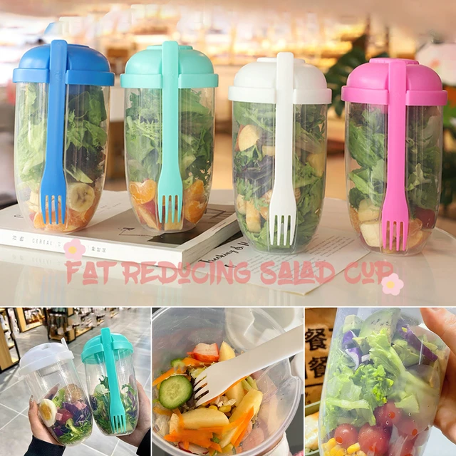 Portable Salad Cup Kids Breakfast Salad Bowl with Fork School