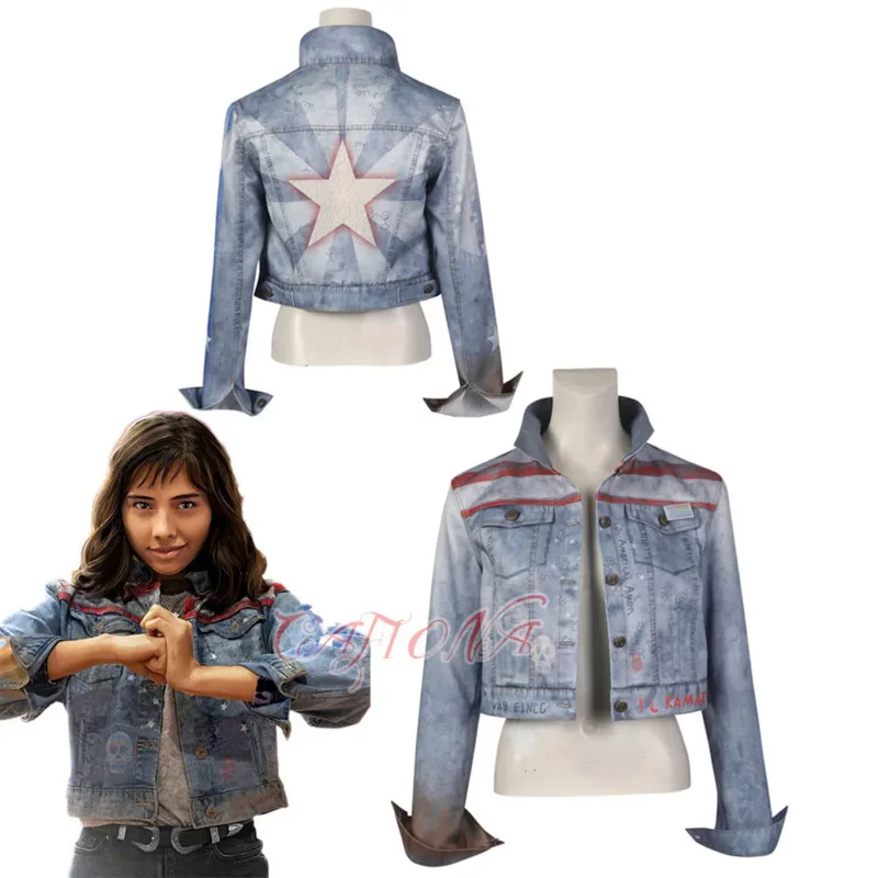

Cheap Women Coat America Chavez Denim Cosplay Jacket In The Multiverse of Madness Miss America Cosplay Costume High Quality