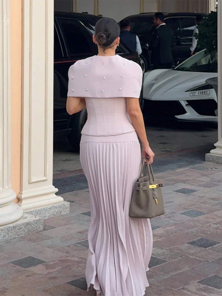 Knitted Shawls Long Dress Sequin Large Lapels Waist Cinched Evening Gown Robes Pleated Elegant Maxi Dresses Women's Clothing New 6