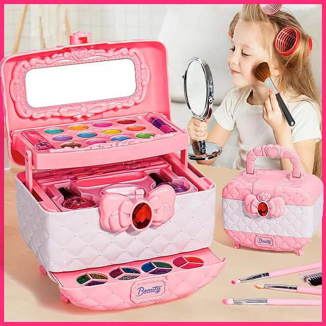 Kit de maquillage lavable pour petite fille, véritable boîte de