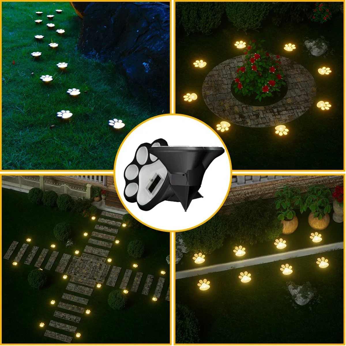 Solar Lawn Light Dog Paw Footprints Stairs Light Outdoor Waterproof Balcony Garden Fence Landscape Decoration Solar Powered Lamp solar lights solar decoration light solar spot light