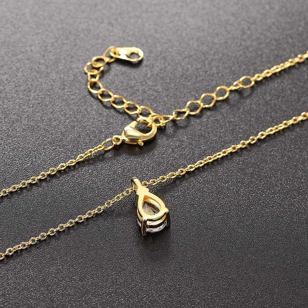 [PRIMAUTE] 韓国☆CRYSTAL drop NECKLACE Charm Crystal Drop Water Necklace for Women, Minimalist