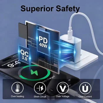 Cargador PD de 40W, Cable de Carga Rápida USB C para iPhone 17 16 15 Pro Max Air Mini, Cable de Datos Tipo C, Cargador Rápido para Teléfono, Adaptador de Corriente 2