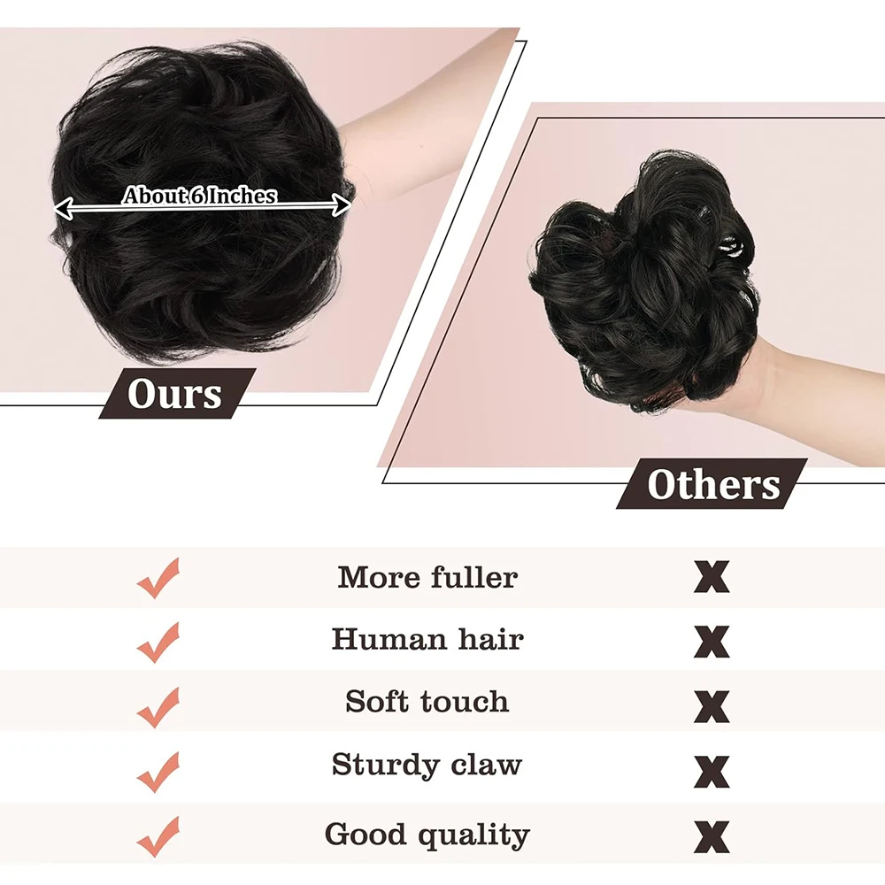 Hairpiece Messy Buns Hair Extensions Claw Clip-on hair Chignons Updos Synthetic Natural Hair Color Wig for Women