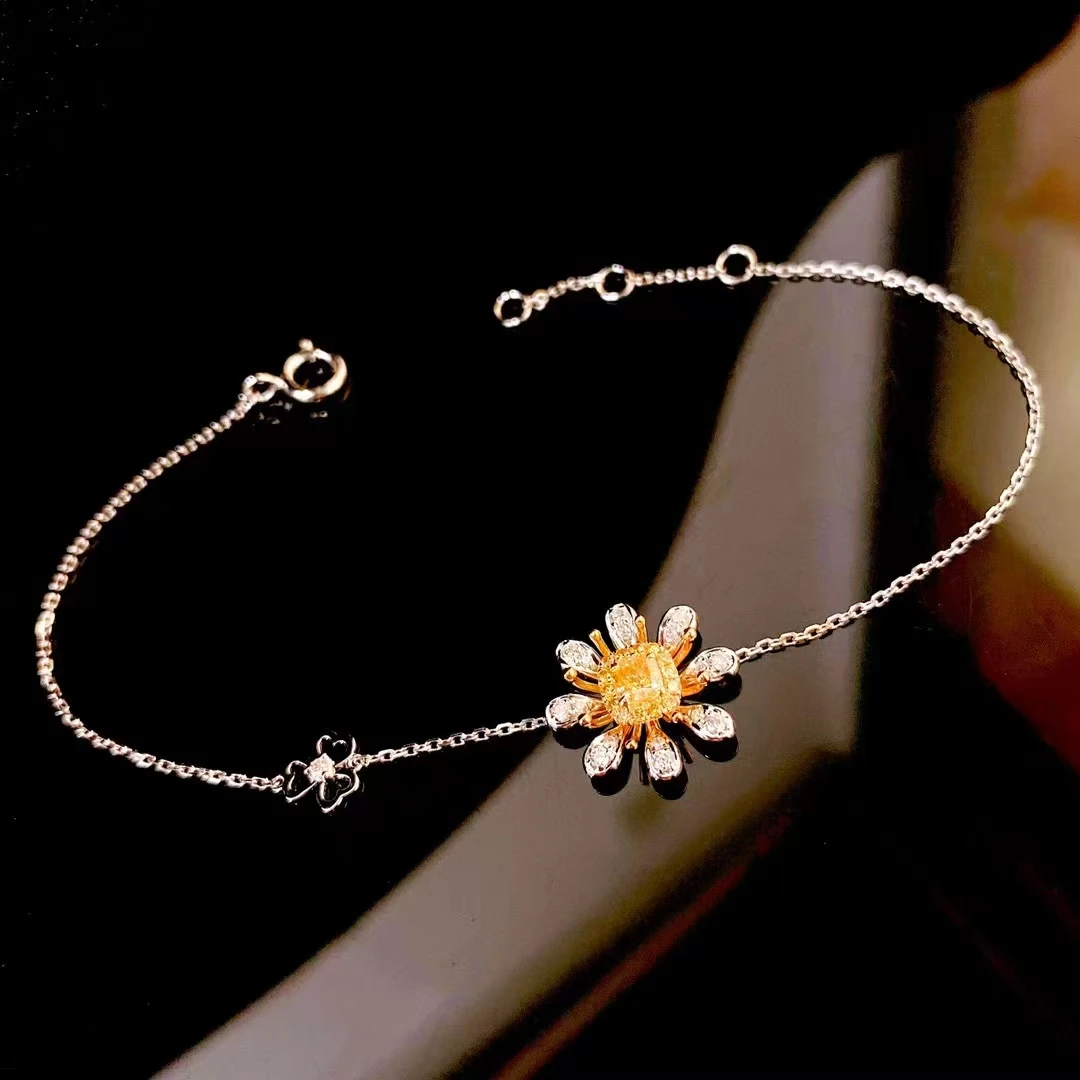 

XCL FASHION PURE DAISY STYLE NATURAL DIAMOND CHAIN BRACELET FINE JEWELRY LADY PARTY DAILY WEAR GIFT