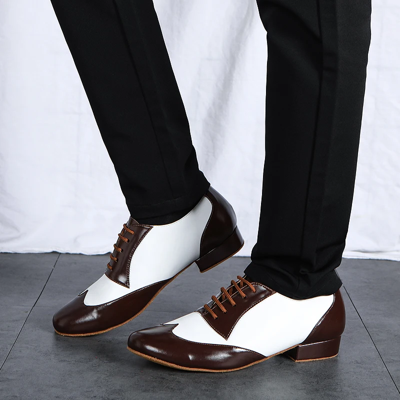 LatinDanceShoesMenBallroomLeatherShoesMensDancingShoesWhite