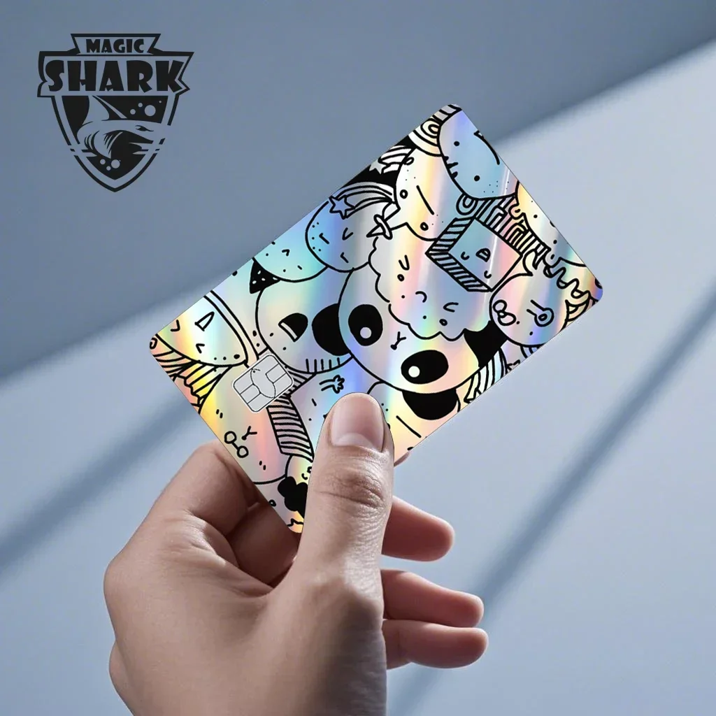 Skull Panda Hunter Blue Dragon Holographic Card Sticker Skin