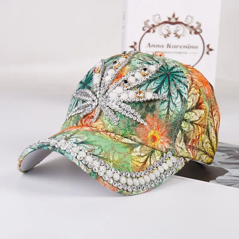 HOT New Rainbow Lace Cat Eye Baseball Cap Ladies Outdoor Sunshade Sunscreen Fashion Hip Hop Style With Diamond Reflective Gift