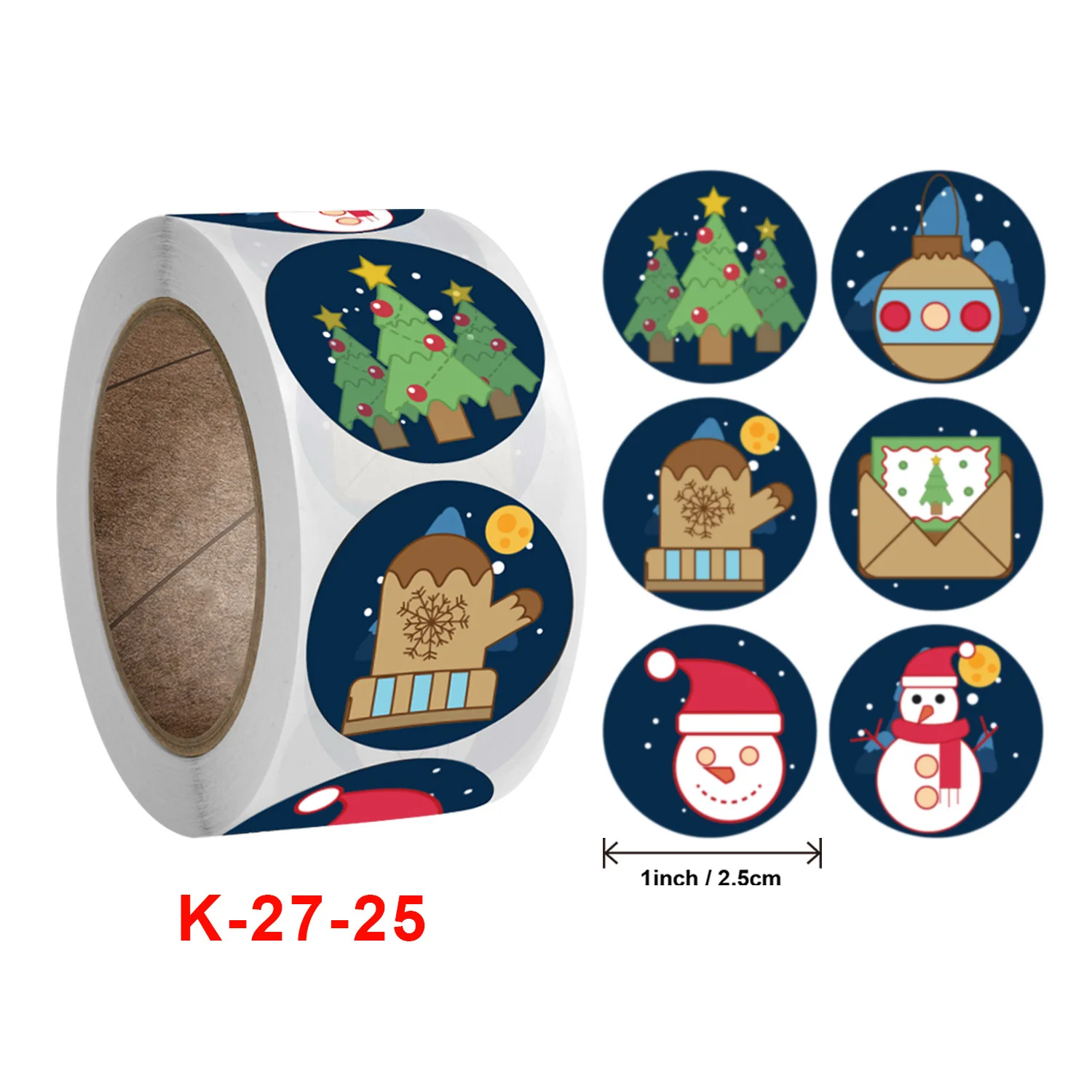 

1roll Cute Christmas Paper Sticker for Kids School Supplies Gift Bag Wrap Jar Envelope Packaing Sealing Label Cartoon Stickers