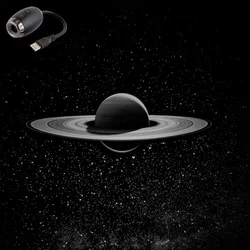 USB Car Interior Ambient LED Starry Projector Light - Romantic Galaxy Atmosphere Decor (Black - Saturn)