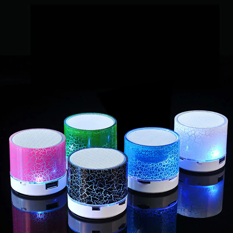 Colorful New A9 Mini Portable Speaker Bluetooth Wireless Car Audio Dazzling Crack LED Lights Subwoofer USB