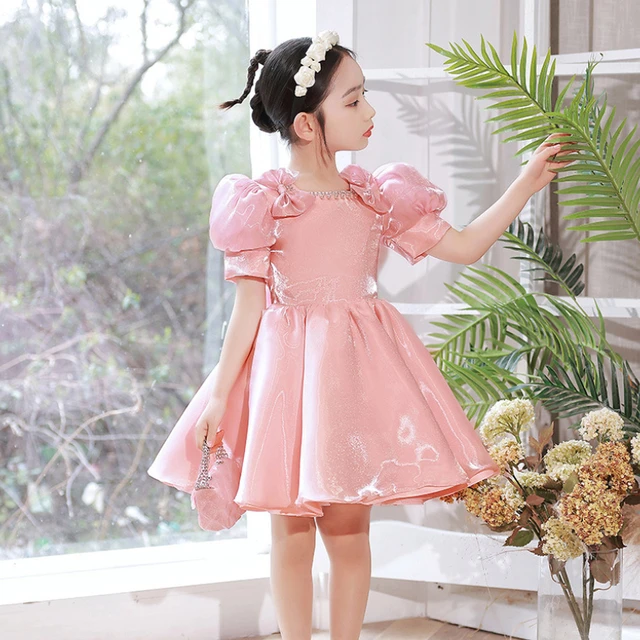 Vestido de baile de lujo para fiesta de cumpleaños, vestidos cortos de  desfile para niñas con lazo y faja, vestido Formal para ocasiones  especiales para niños - AliExpress