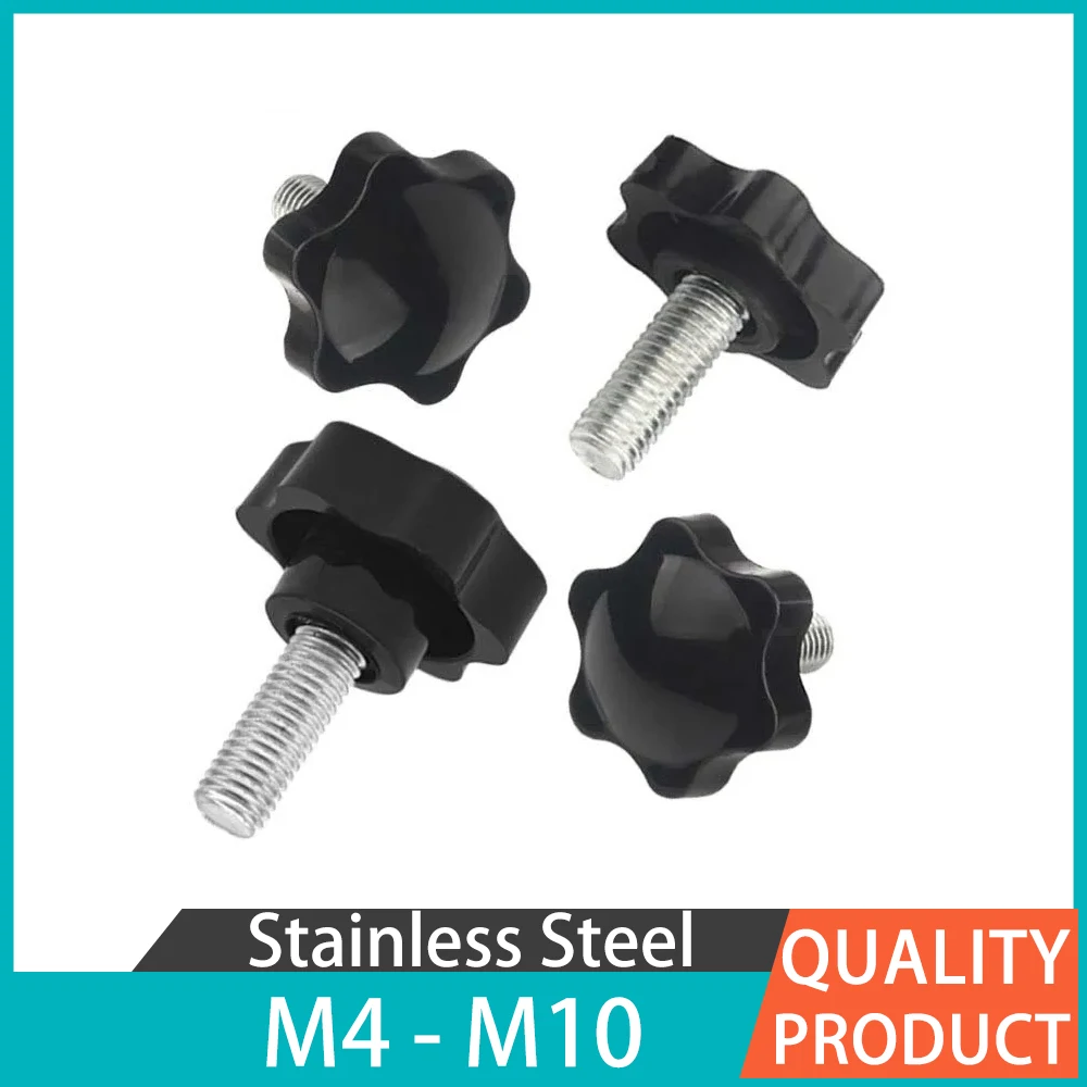 M6 X 16mm Star Head Thumb Screws, Bakelite Grip Knobs Torx Handle, Plastic Knob Carbon Steel Bolt, Pack Of 10