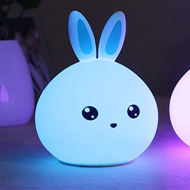 Led Rabbit Night Light Touch Sensor Anime Lamp Colorful Silicone Light For Kids Gift Children's Bed Blue