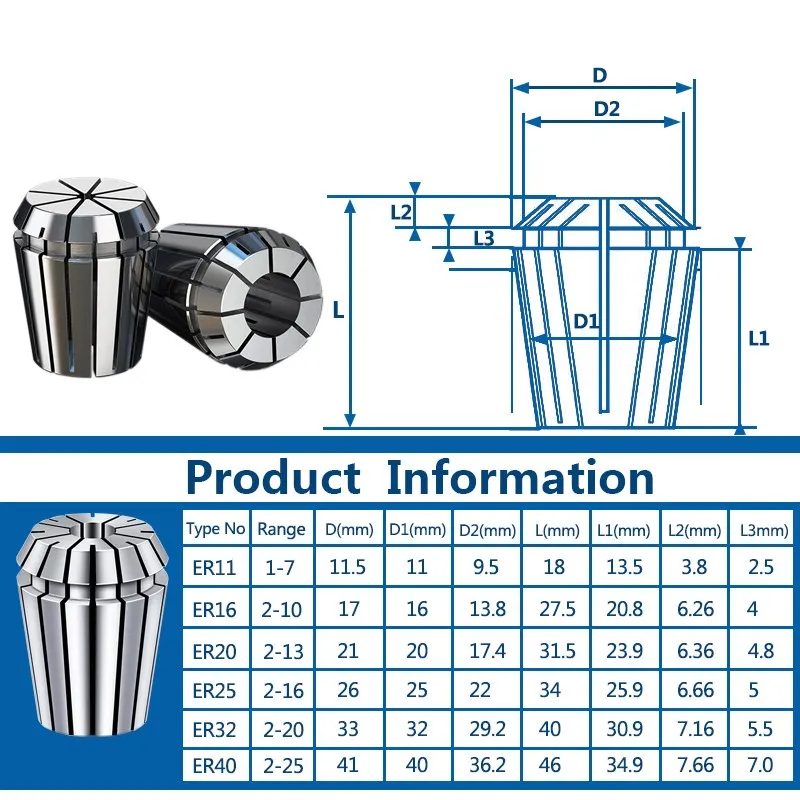 Spannzange Set ER8 ER16 ER20 ER25 ER32 ER40 Frühling Collet Set für CNC Fräsen Drehmaschine Werkzeug Halter – Detail 4