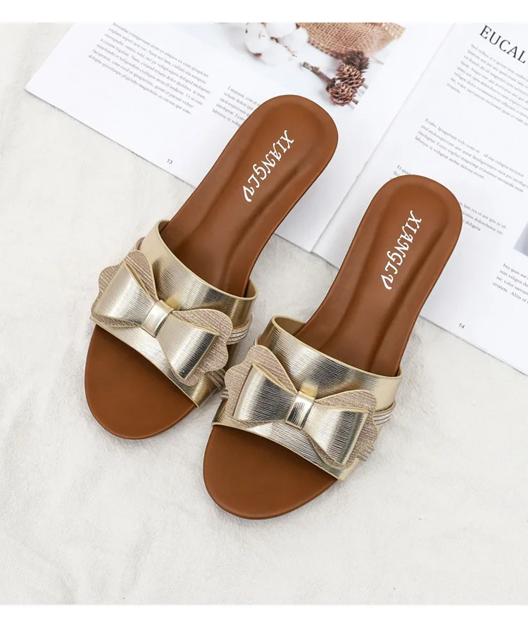 Women's Sandals Summer 2023 New Elegant Versatile Slippers Wear Thick Sole Fashion Large Wedge Caligae 1418-441