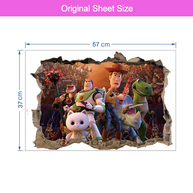 Cartoon Toy Story adesivi murali per bambini camera da letto decorazione della casa 3d Anime Mural Art ragazze decalcomanie film comico poster in PVC