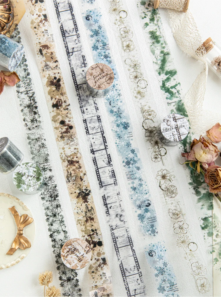 30 mm * 2 m PET-Bänder mit weißer Tinte, Kreativität, Scrapbooking, Handkonto, selbstklebend, handgefertigt, Diy Junk Journal Bastelbedarf – Detail 1