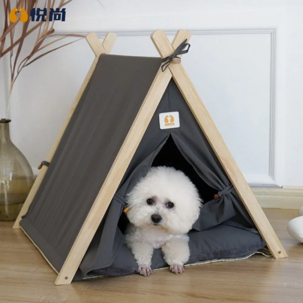 暖かいオールシーズンペットテントハウスベッド 猫と犬用 ティピー