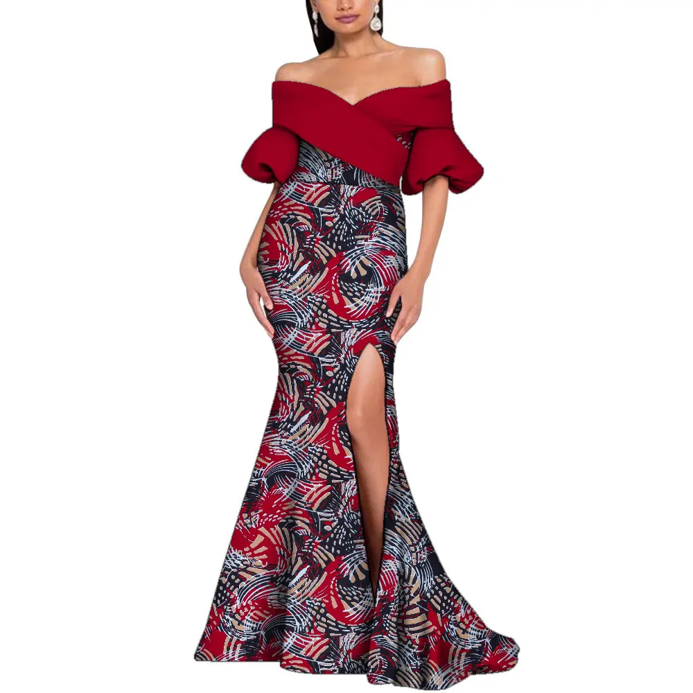 green emerald velvet dress African Print 2-Piece Dress Set Dela