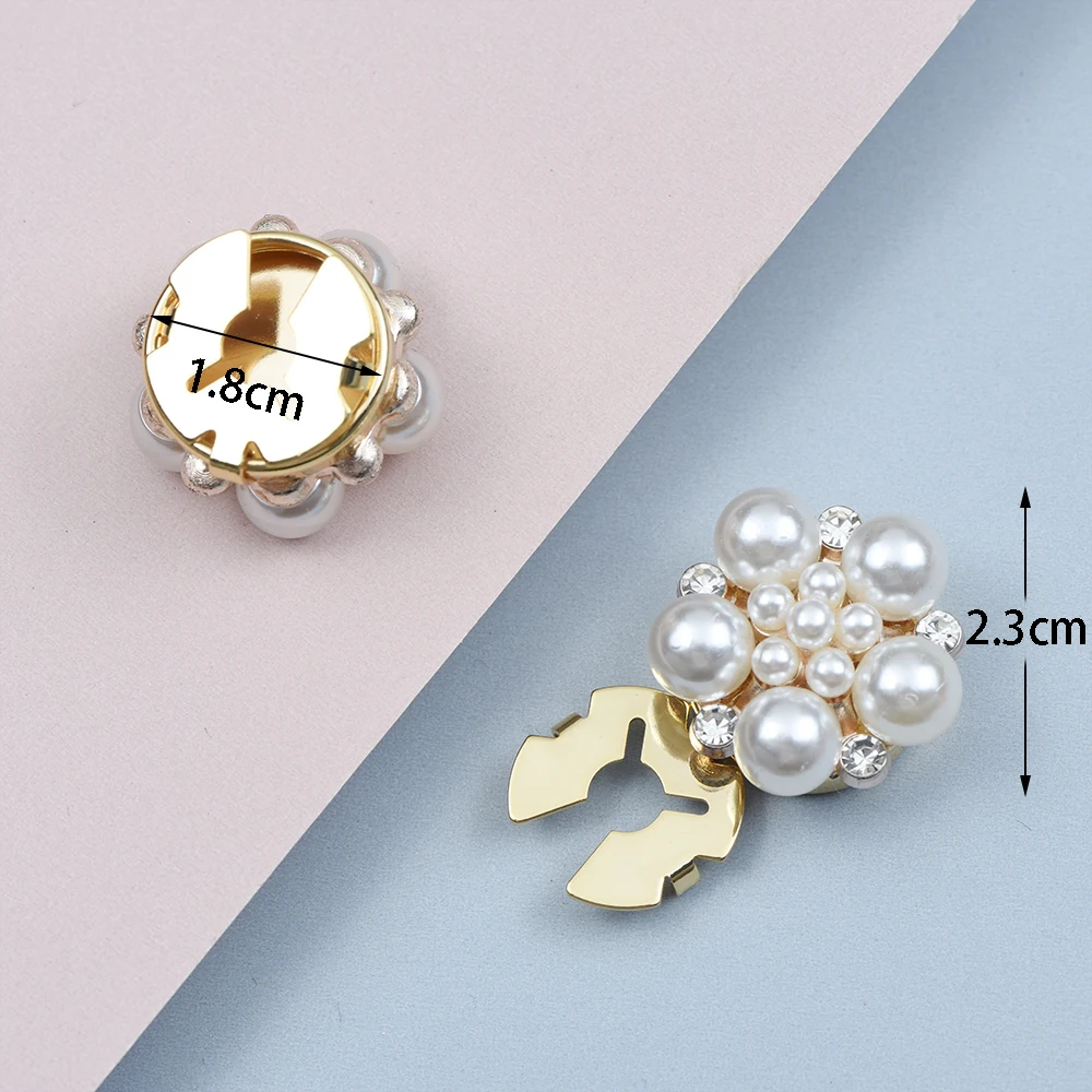 Button Covers Faux Pearl Rhinestone Shirt Cufflinks Pins For Ladies Clothing Sleeve Buttons 2pcs