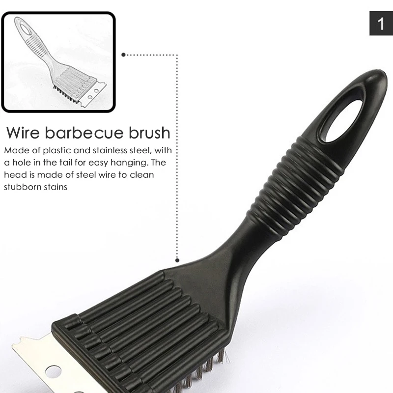 Barbecue Cleaning Tools Grill Brush Cleaning Brushes BBQ Brush Barbecue Grill Brush Stainless Steel Wire Bristles Scraper BBQ Grate Cleaner Kitchen Accessories Tools