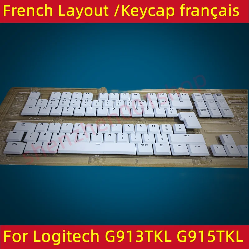 

AZERTY Французская компоновка Оригинальная Замена Полный набор 87 колпачков ключей для Logitech G913TKL G915TKL