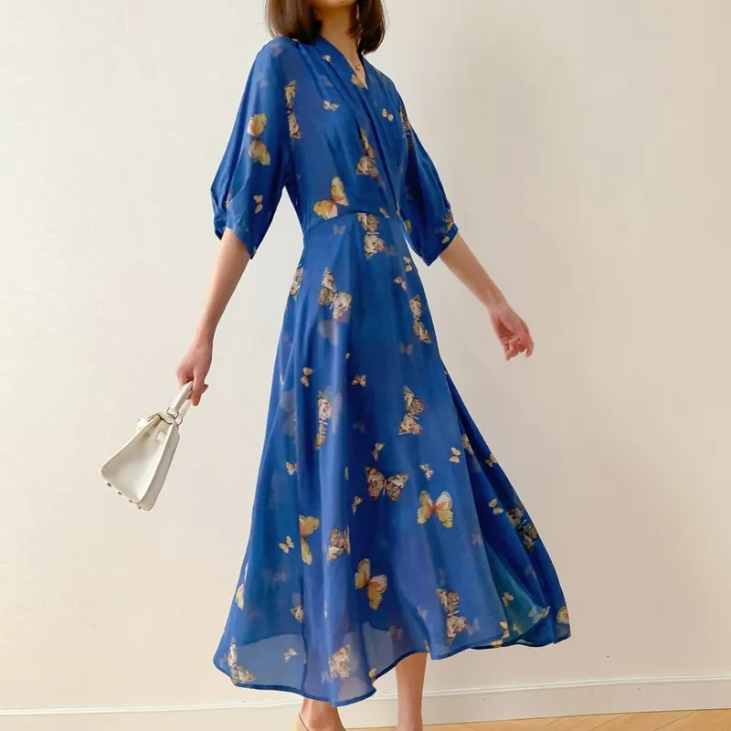 blue butterfly dress womens Blue Butterfly Off the Shoulder Hoco Dresses Pearl String Graduation D –  vigocouture