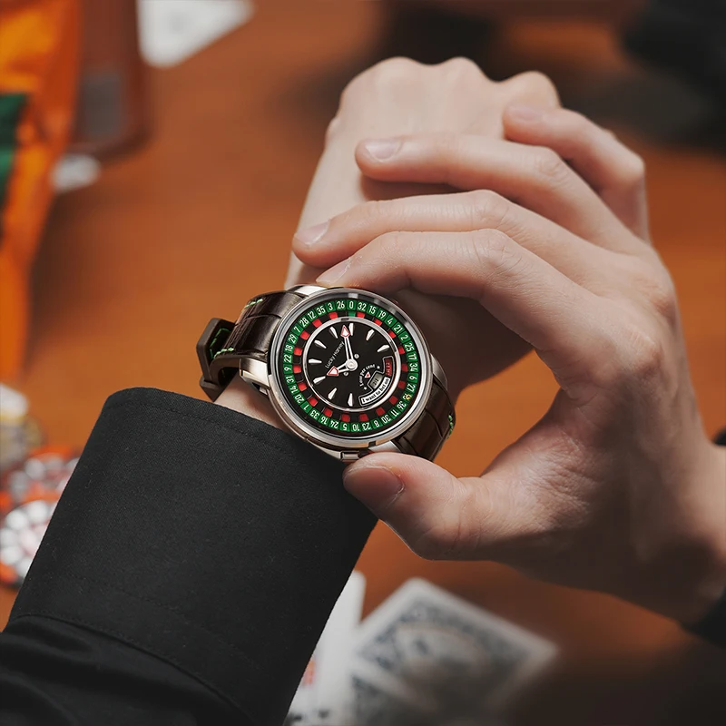 PINDU ルーレットデザイン 腕時計 自動巻き ゴールド ルーレット