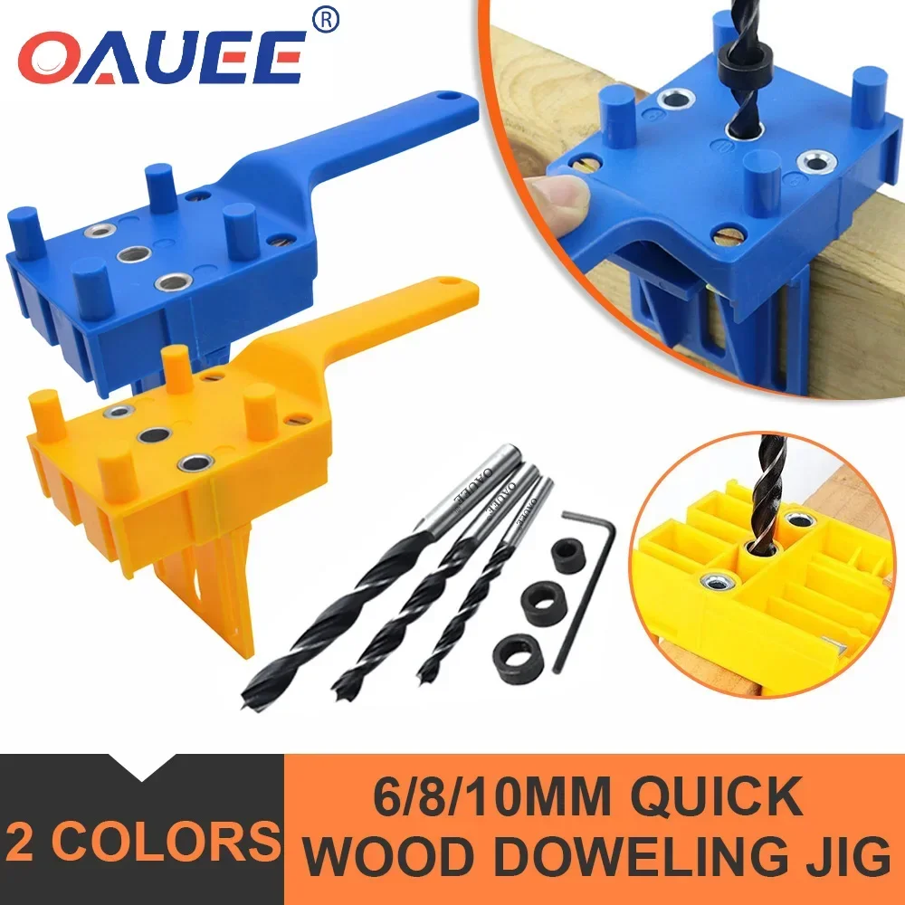 

Quick Wood Doweling Jig ABS Plastic Handheld Pocket Hole Jig System 6/8/10mm Drill Bit Hole Puncher For Carpentry Dowel Joints