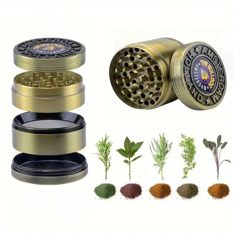 2 Inch Colorful Bulldog Herb Grinder Portable 4 Sections Spice Grinder Cigarette Shredder Kitchen Gadget Smoking Accessories