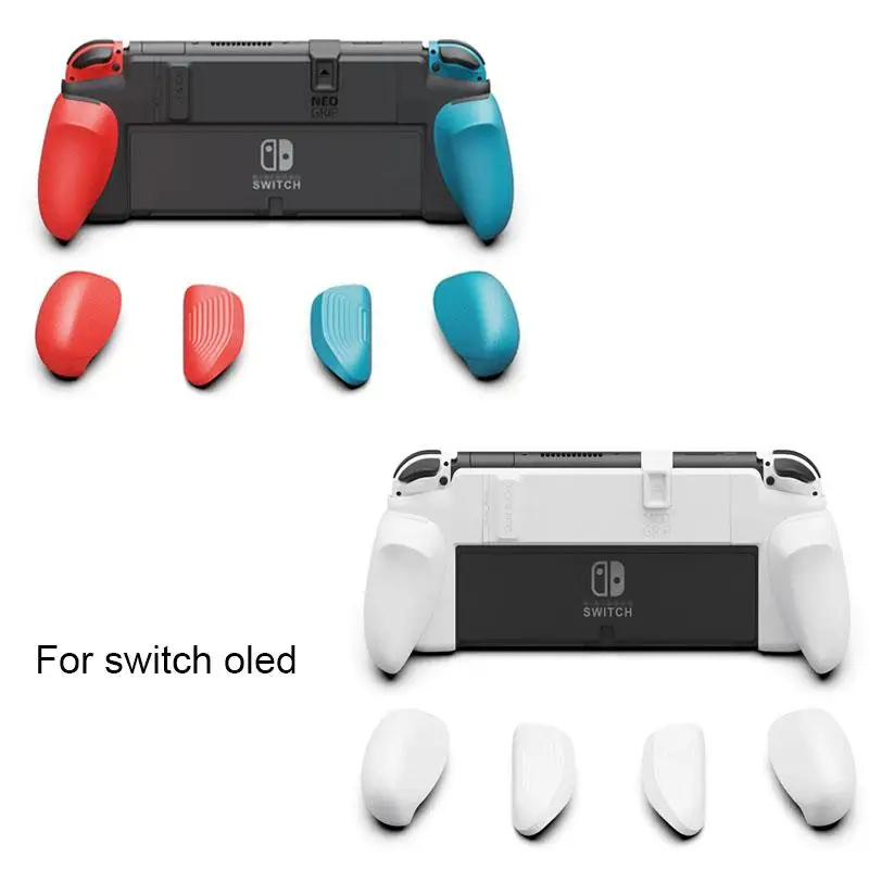 Skull & Co. Grip Case OLED with Replaceable Grips Dockable Transparent Protective Case Cover for Nintendo Switch OLED
