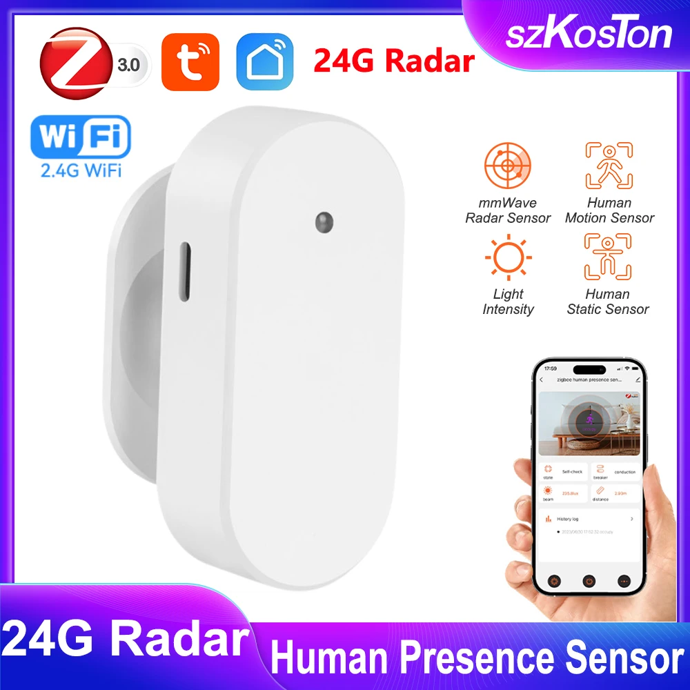 

Tuya WiFi Zigbee Human Presence Detector Smart Human Body PIR Sensor 24G MmWave Radar Distance Detection Support Home Assistant