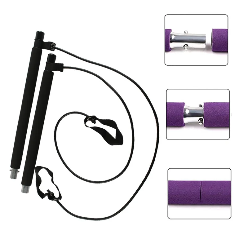 Portable Pilates Bar Kit With Resistance Bands Home Gym Exercise Equipment Supports Full Body Building Workouts
