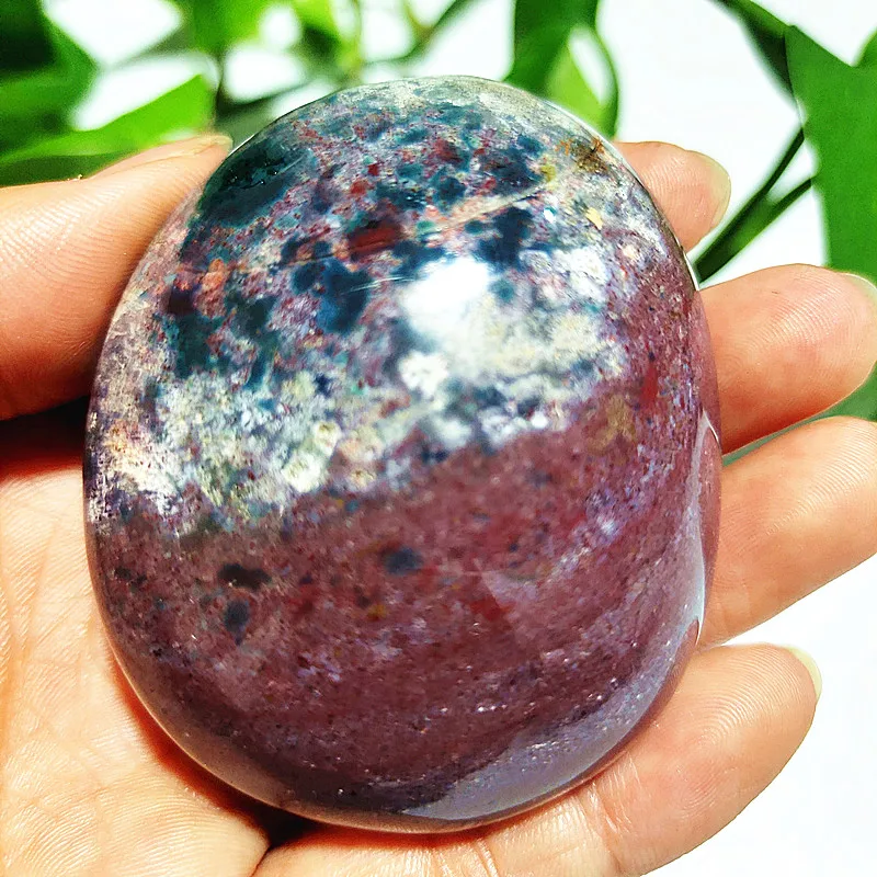 Natural Stone Beautiful  OceanJasper Palm Stone Spirit Meditation Cure Feng Shui Exorcism Crystal Home Decoration