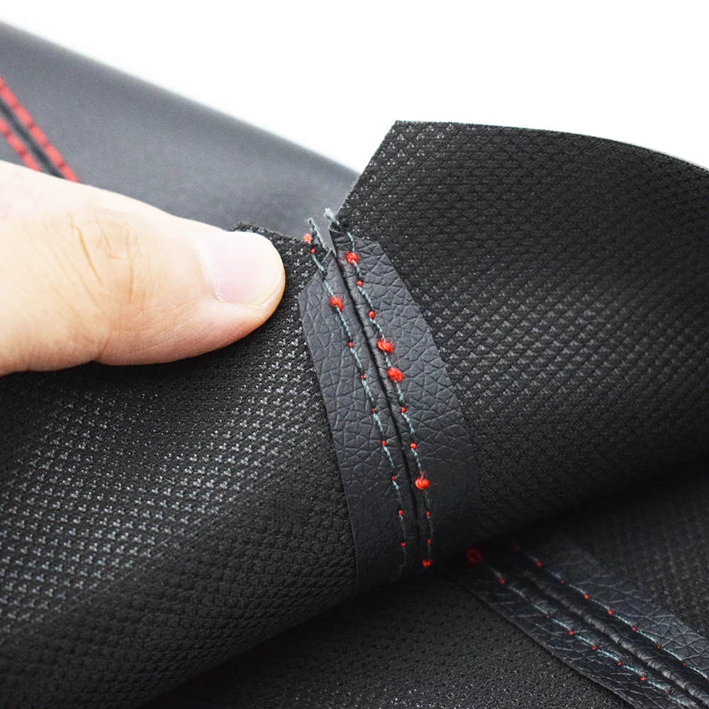 Leather Gear Stick Shift Boot Dust Cover - Black & Red