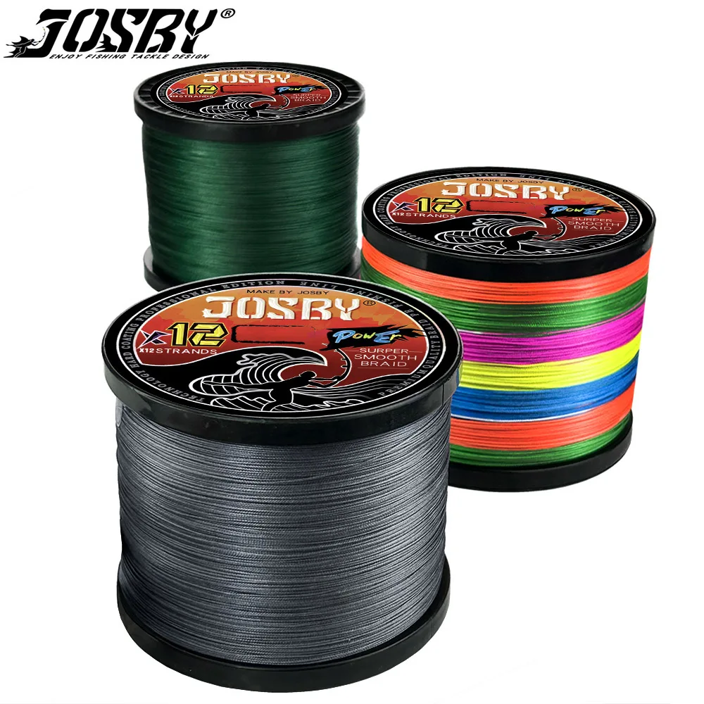 

JOSBY Braided Fishing Line Multifilament Carp Fly 12 Strand 100/300/500/100M Multicolor Japan Spinning Extreme PE Strong Weave