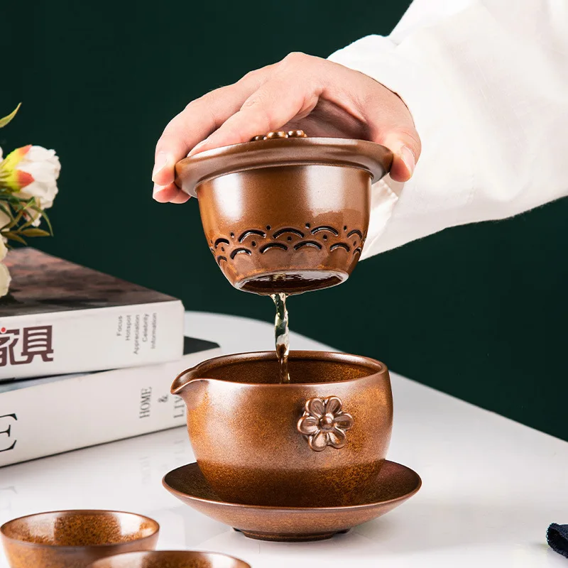 Creative Ceramic Portable Teapot, Chinese Travel Kung Fu Tea Set, Porcelain Teaset, Gaiwan, Ceremony Tea Pot, Office Gifts